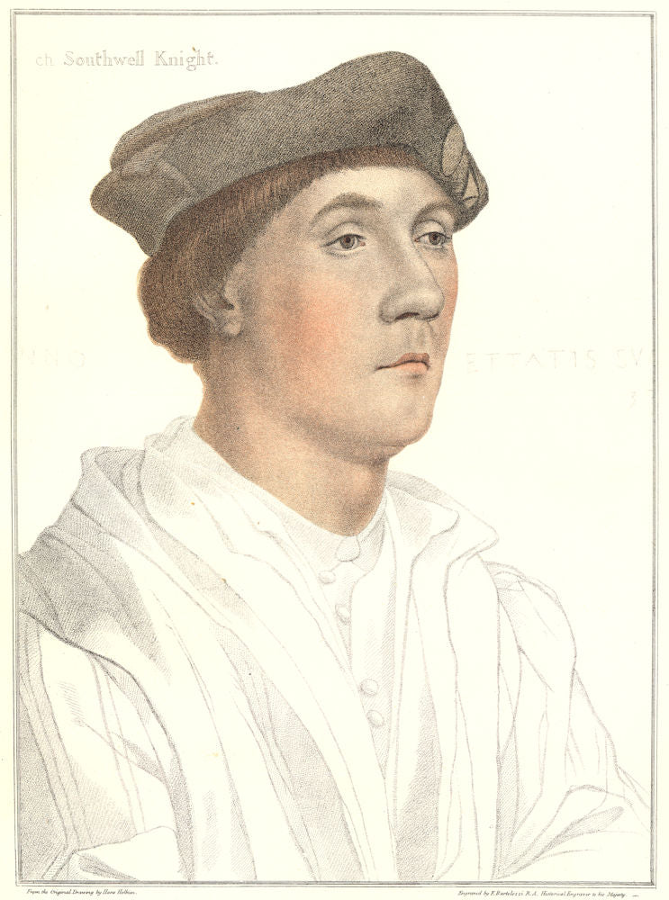 Sir Richard Southwell by Bartolozzi after Hans Holbein. Henry VIII's court 1884